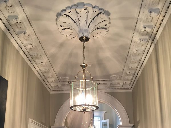 cornicing & plaster ceiling rose restoration in Ballsbridge