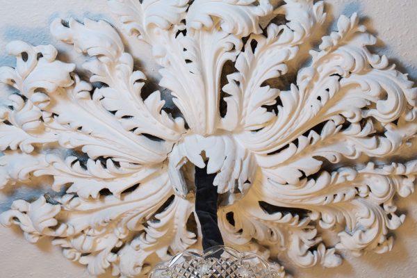 Hand-painted plaster ceiling light rose detail